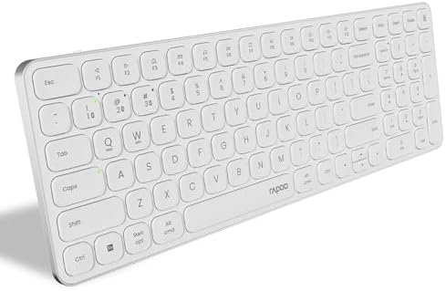 Rapoo E9350L Wireless Multi-mode Ultra-slim 99 Key Keyboard with Bluetooth and 2.4g White