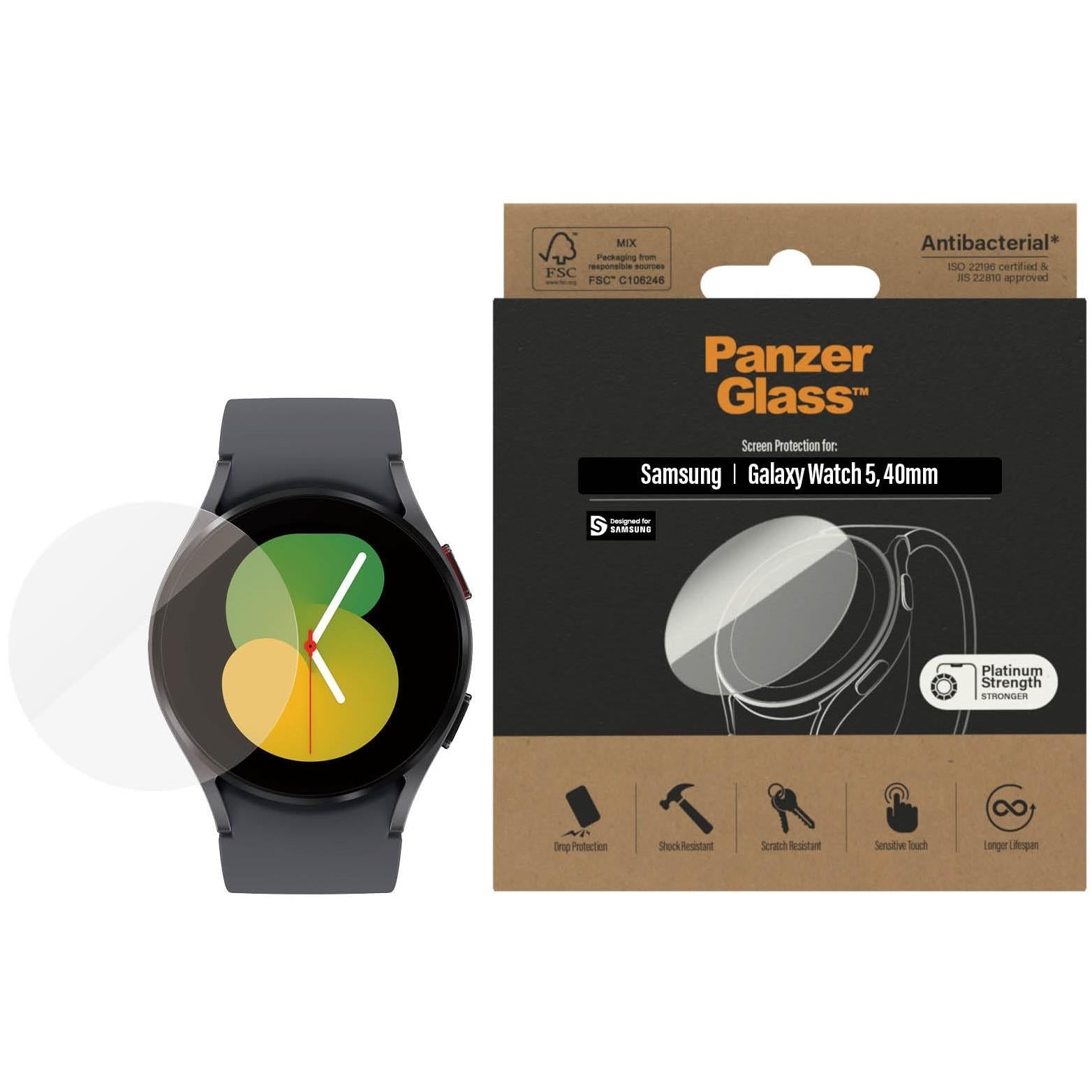 PanzerGlass Antibacterial Screen Protector for Samsung Galaxy Watch 5 (40mm)