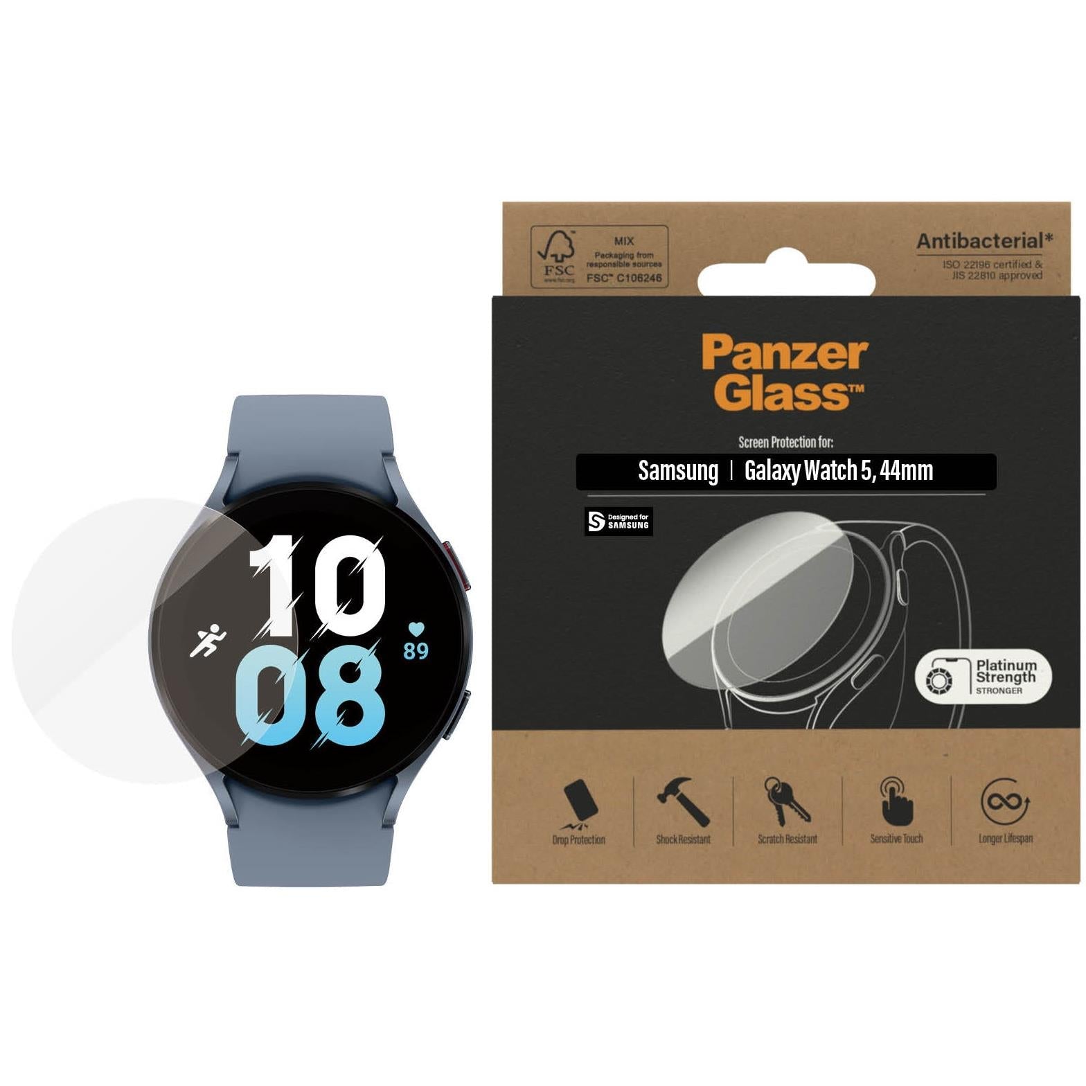 PanzerGlass Antibacterial Screen Protector for Samsung Galaxy Watch 5 (44mm)