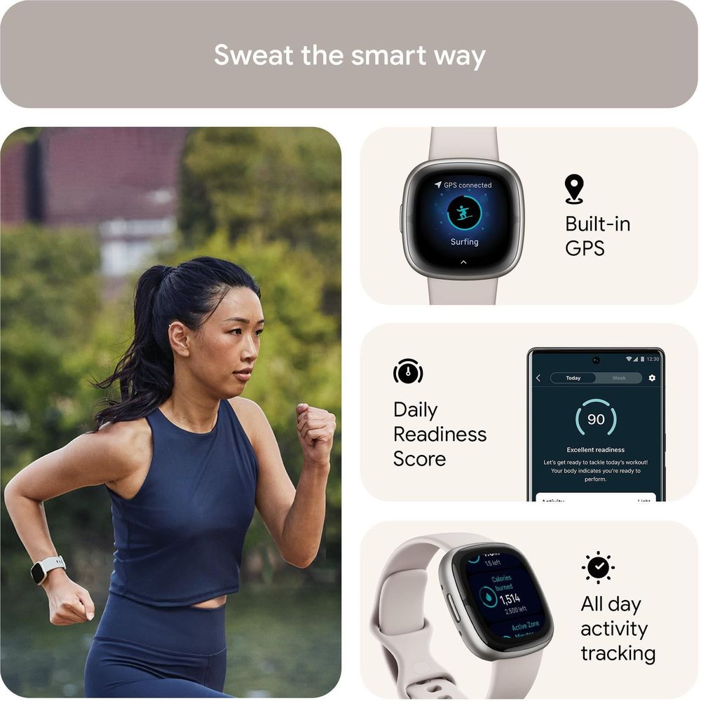 Fitbit Sense 2 (Lunar White/Platinum Aluminium)
