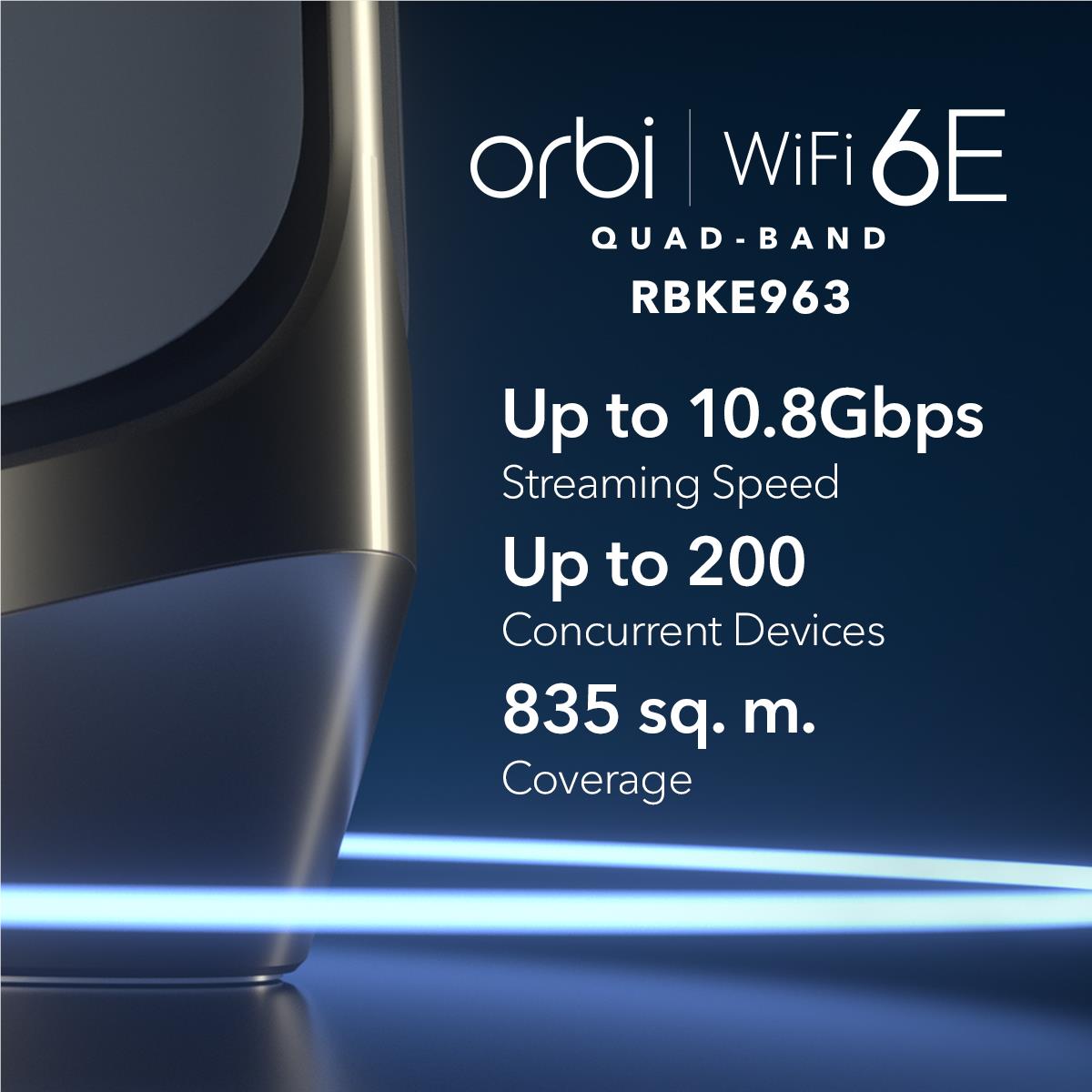 Netgear Orbi RBKE963 AX11000 Quad-Band Mesh Wi-Fi 6e System (White) [3 Pack]