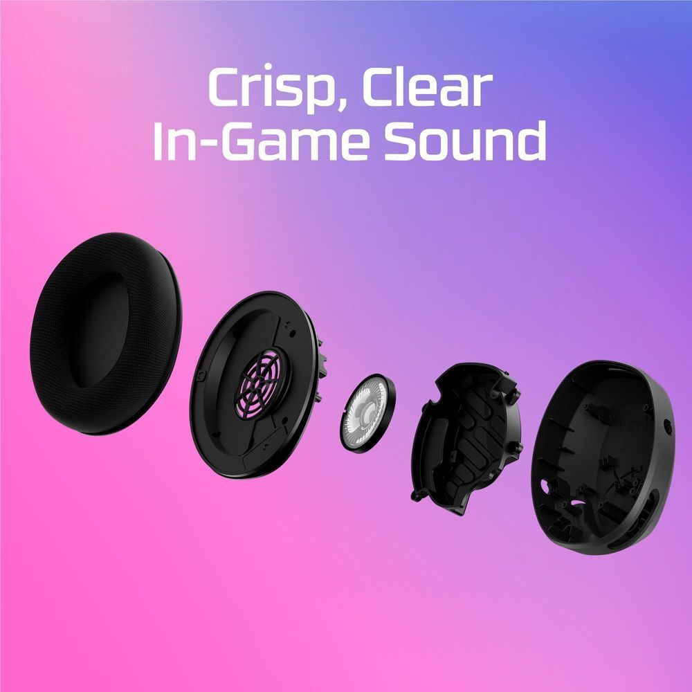 Black wired gaming headset earcups with removed driver and cushion pieces