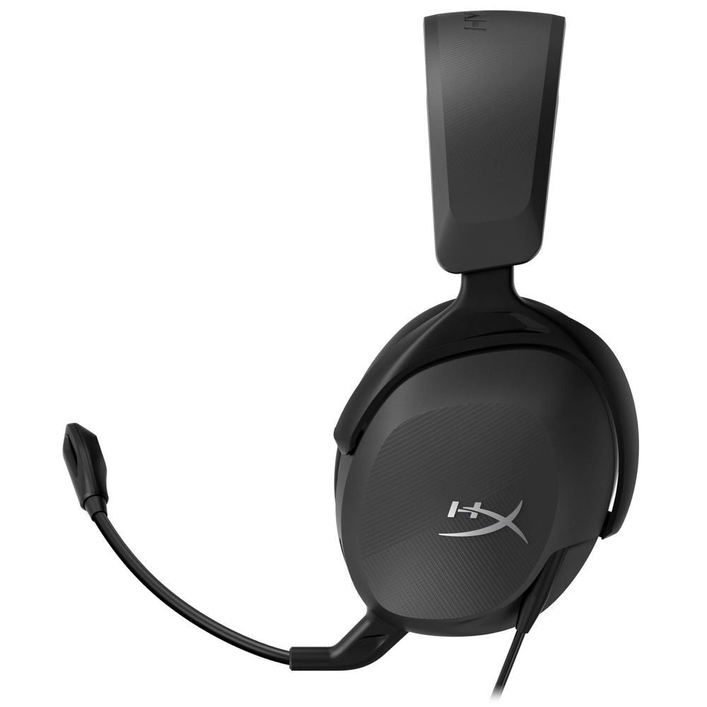 Black wired gaming headset with over-ear earcups and boom microphone