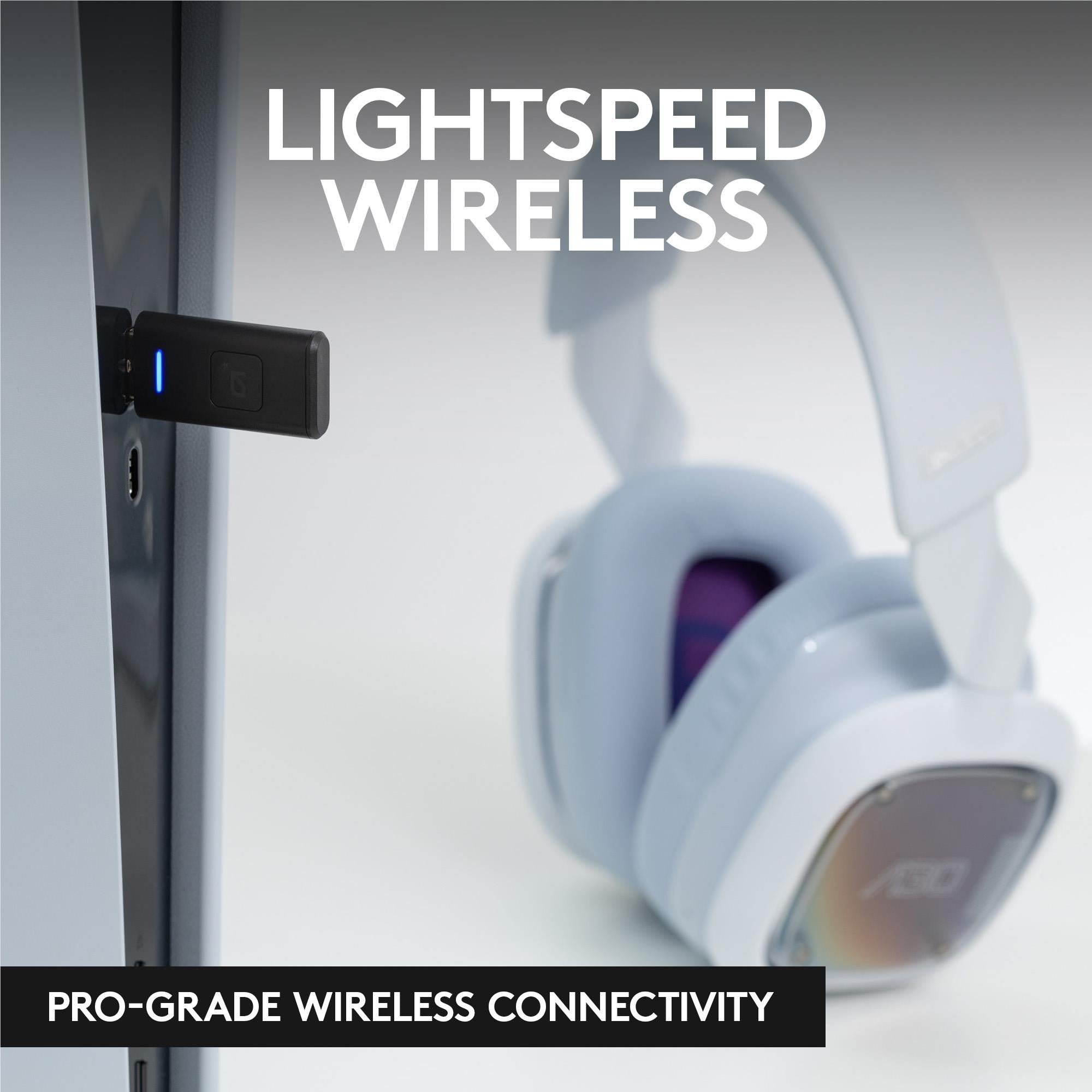 White wireless headset ear cup close-up with glowing speaker grille