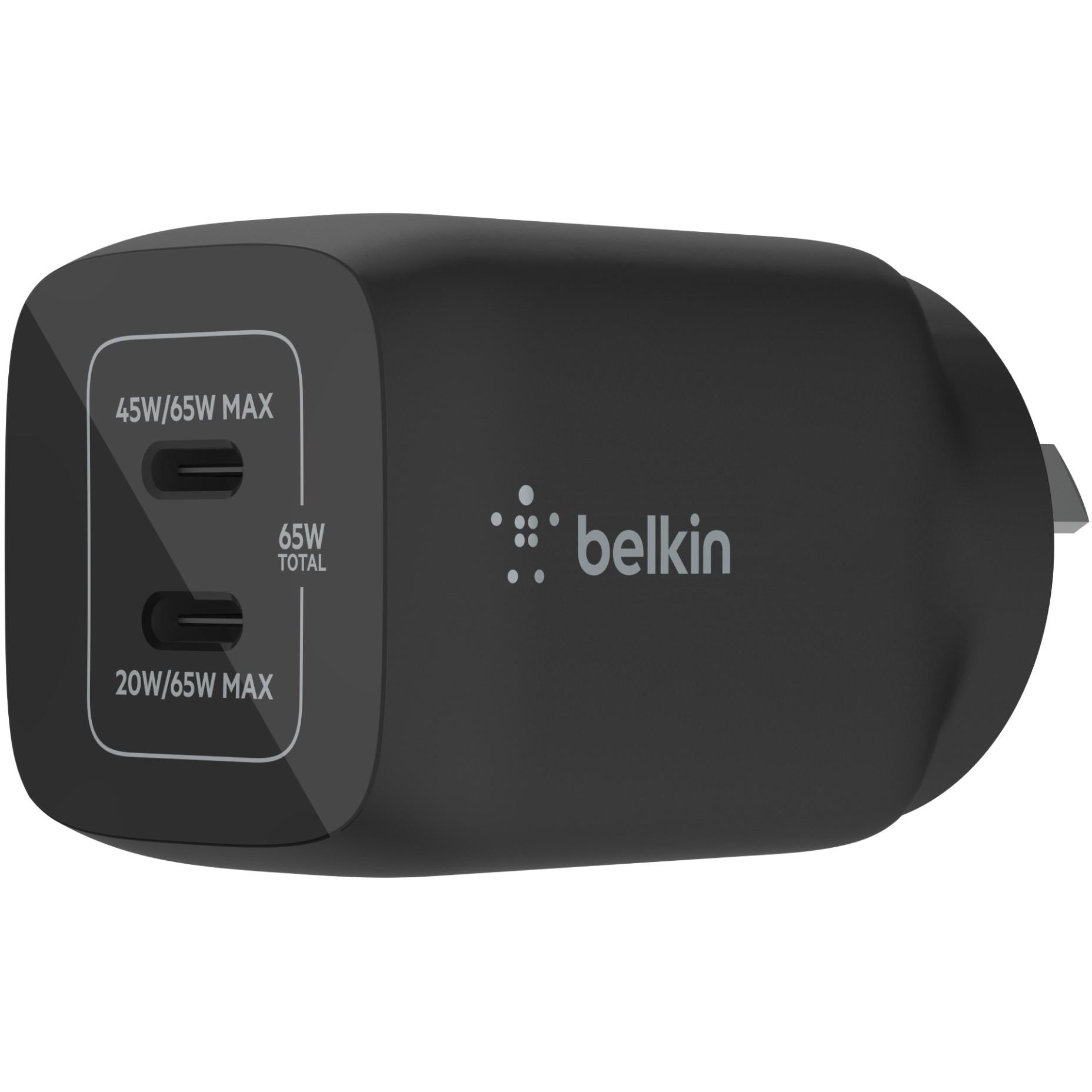 Belkin BoostUp Charge Dual USB-C 65W GaN Wall Charger (Black)