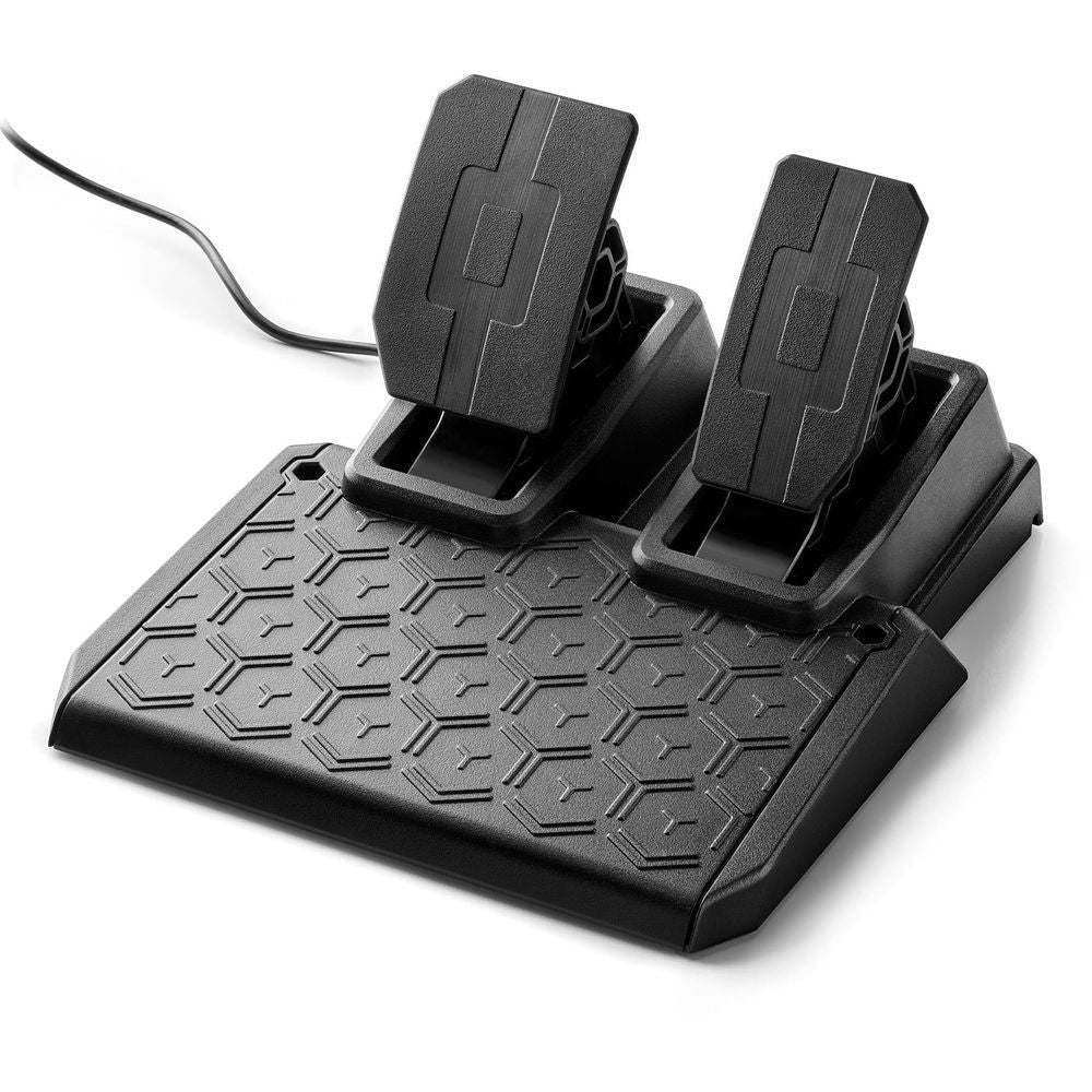 Textured black pedal set with two tall pedal pads on a patterned base