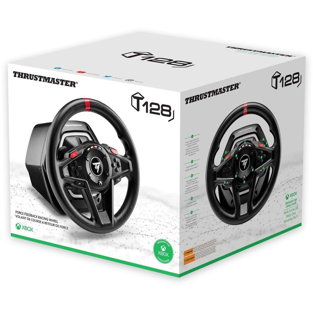 Thrustmaster T128 racing wheel and magnetic pedals retail box