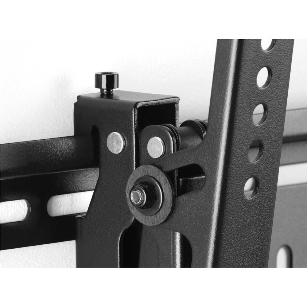 Black TV wall mount bracket pivot joint with bolts and side support plate