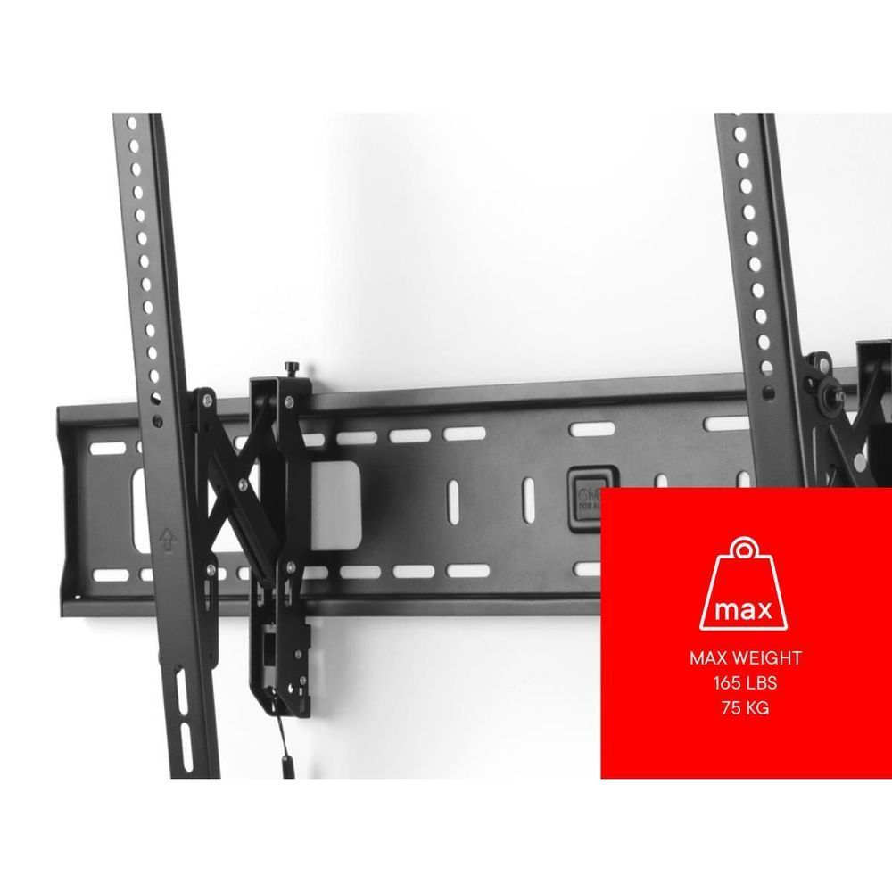 Black extend-and-tilt TV wall mount bracket, max weight 165 lb (75 kg)