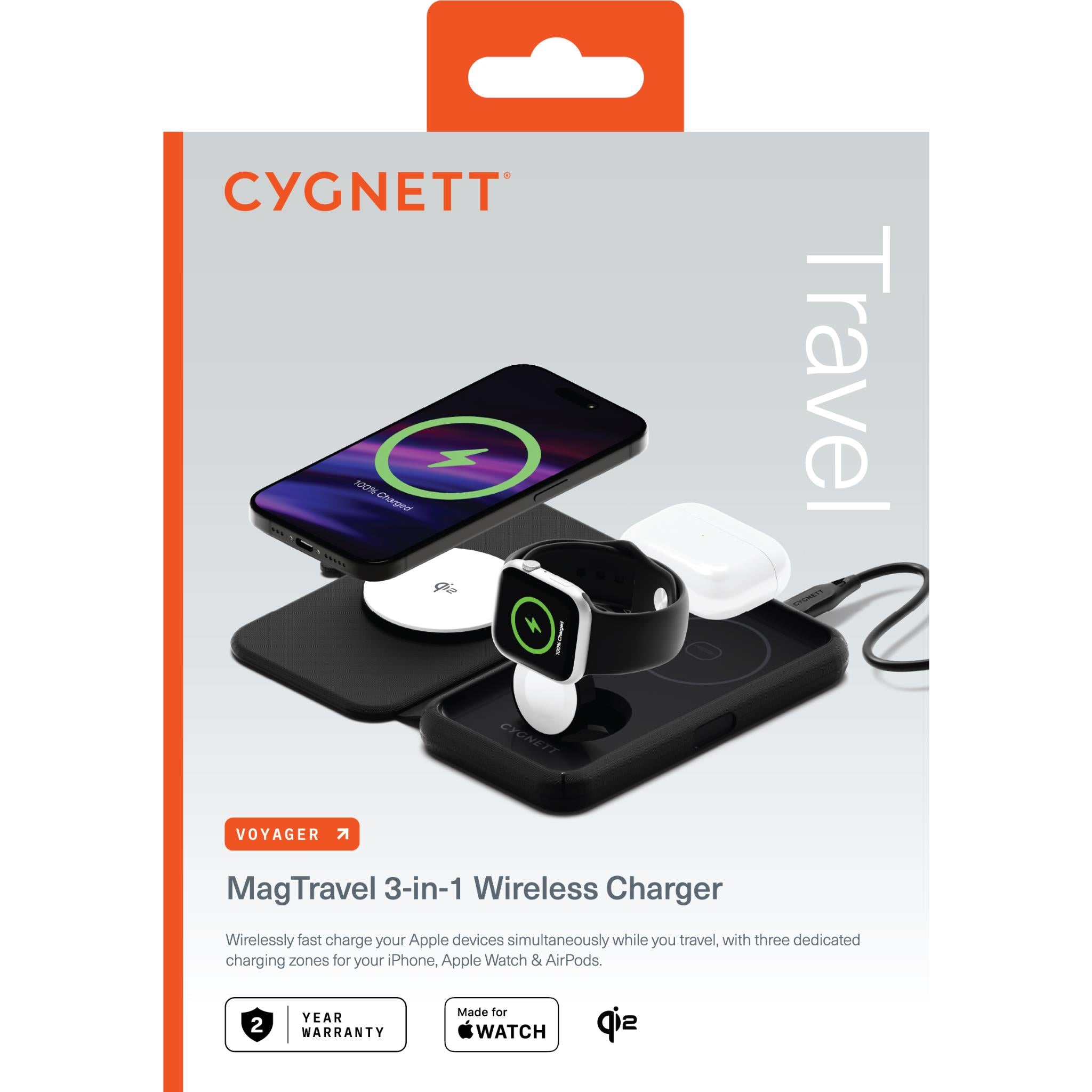 Cygnett Voyager MagTravel 3-in-1 Wireless Charger