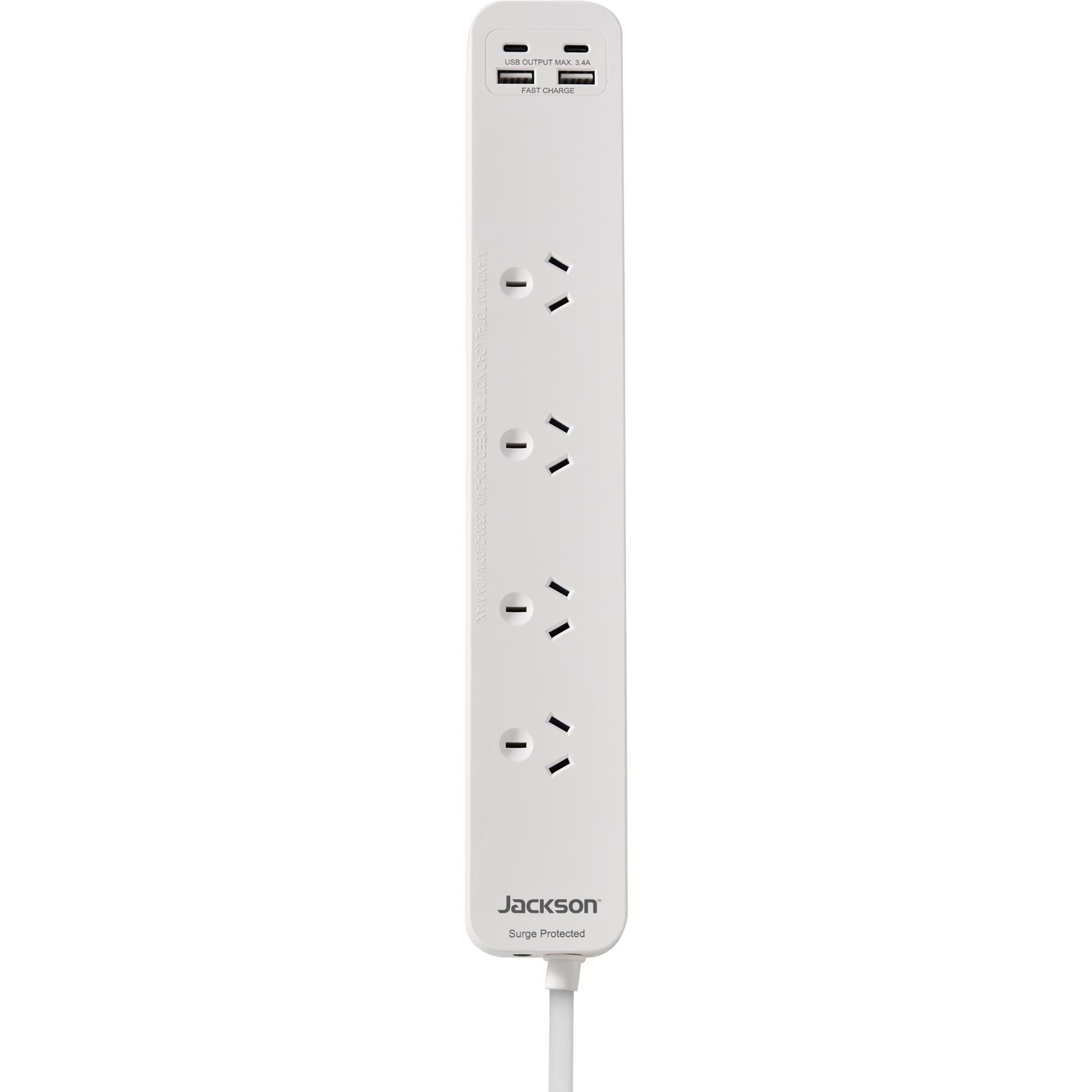 Jackson Surge Protected Board (4-outlet, 2 x USB-C, 2 X USB-A)