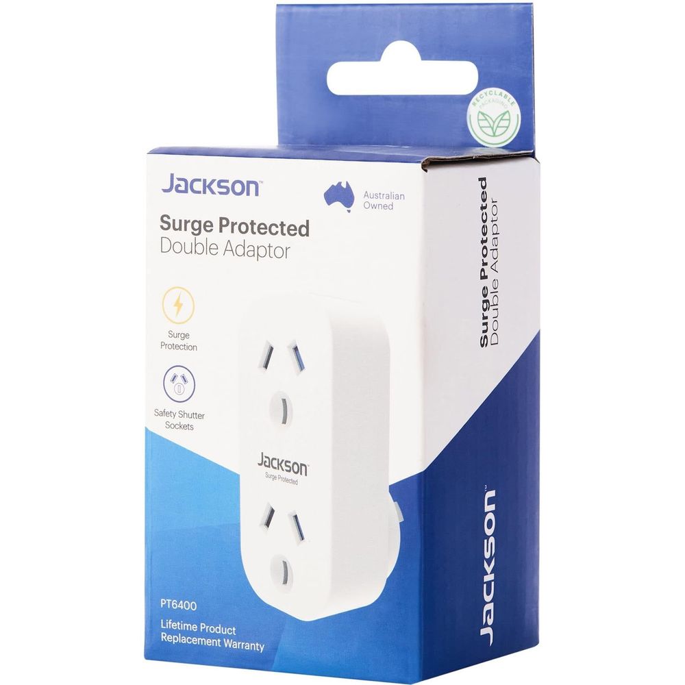 Jackson Vertical Surge Protection Double Adaptor (2-outlet)