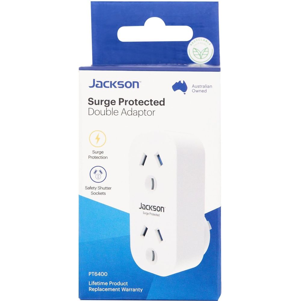 Jackson Vertical Surge Protection Double Adaptor (2-outlet)