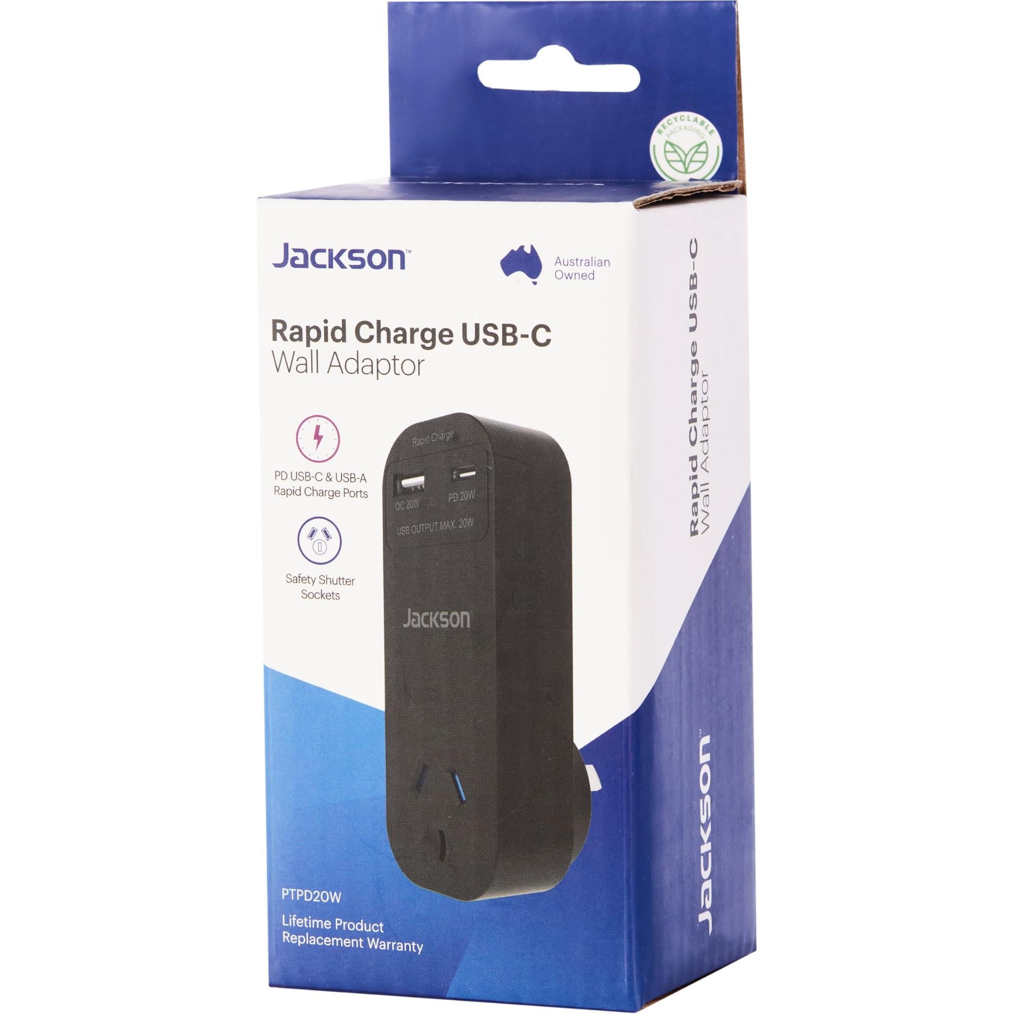 Jackson Rapid Charge USB-C/A Wall Adapter