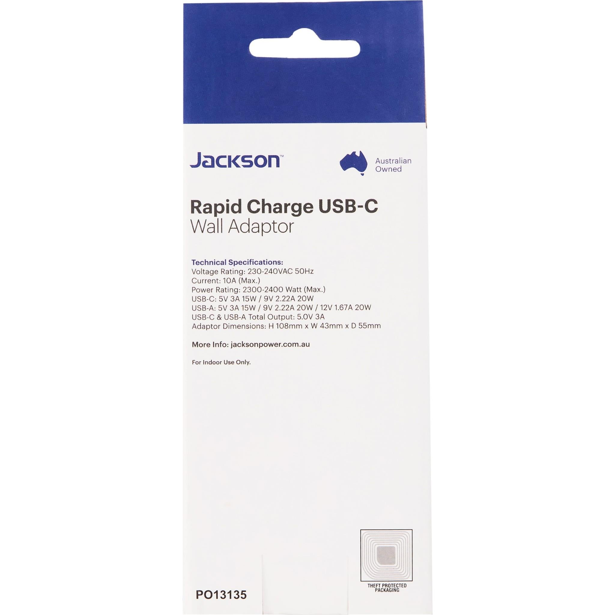 Jackson Rapid Charge USB-C/A Wall Adapter