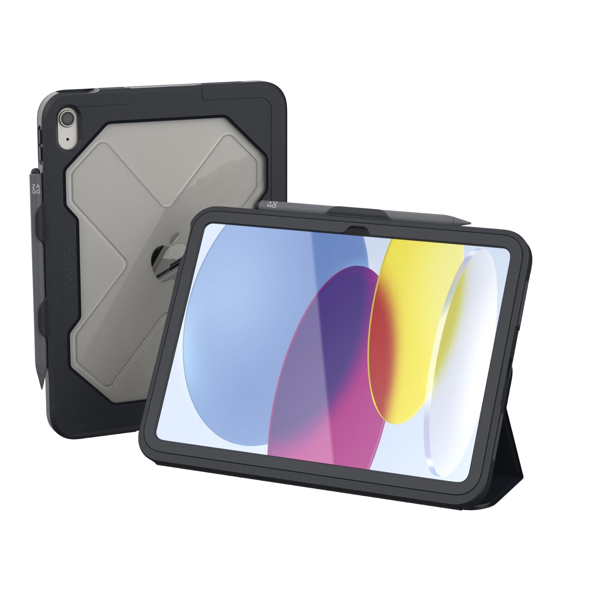 ZAGG Rugged Messenger charcoal folio case for iPad A16 and iPad 10th Gen, image 2 - Tablet Accessories at Tech Supply Shed NZ