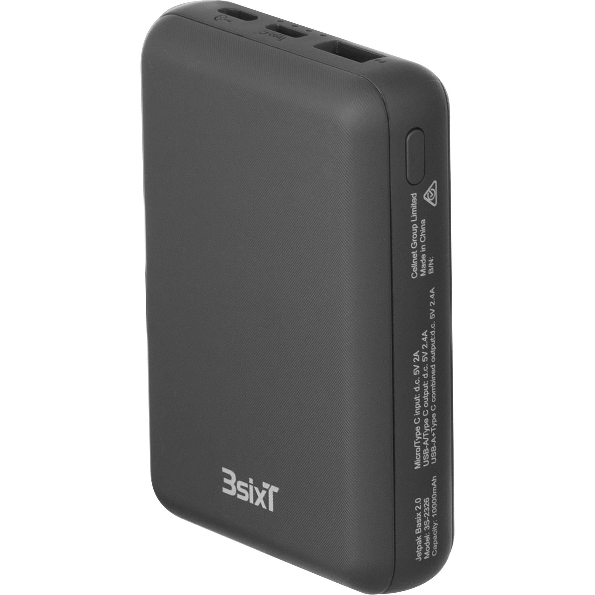 3sixT JetPak BasiX 2.0 10000mAh Power Bank (Black)