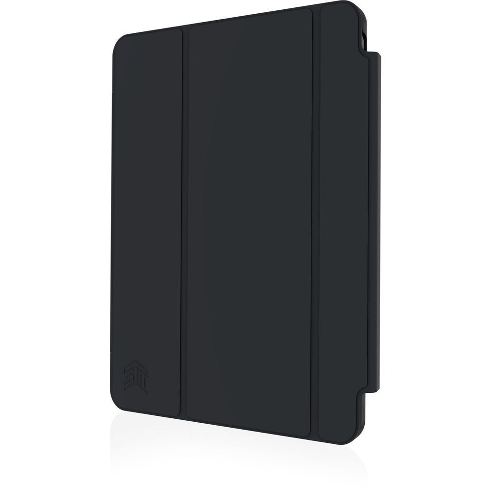 Black iPad folio case back, slim protective cover with fold lines