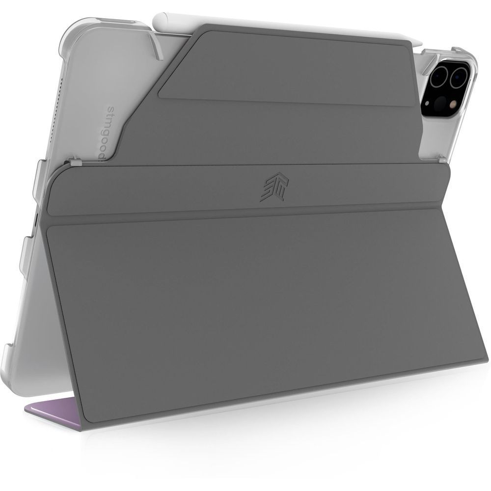 Folio iPad case with dark front cover and back camera opening
