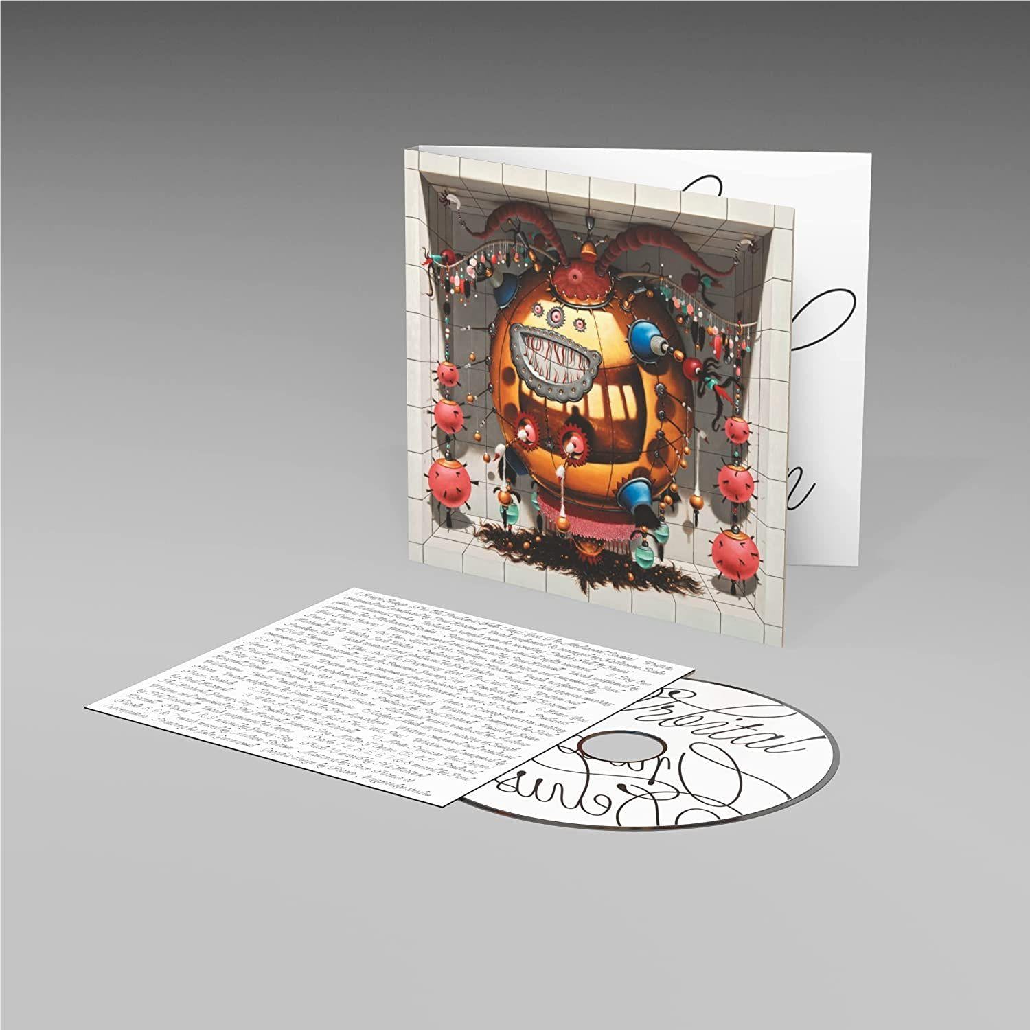 Optical illusion art card with colorful cartoon character and included envelope