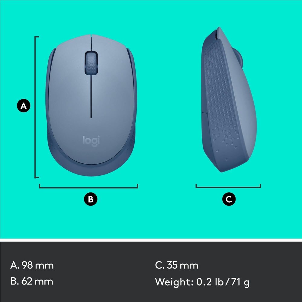Logitech M171 Wireless Mouse (Blue Grey)