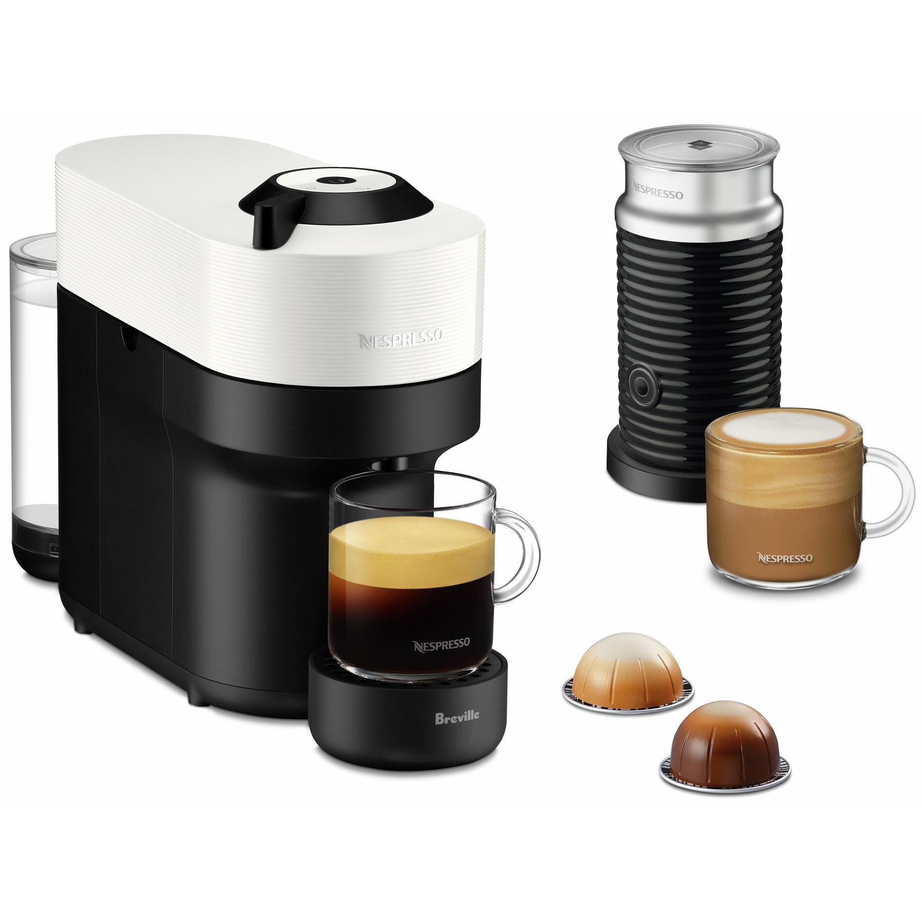 Breville Nespresso Vertuo Pop Coffee Machine Bundle (Coconut White)