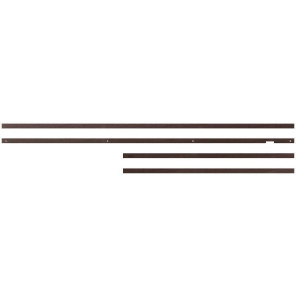 Brown bezel frame components: long bars and strips laid flat