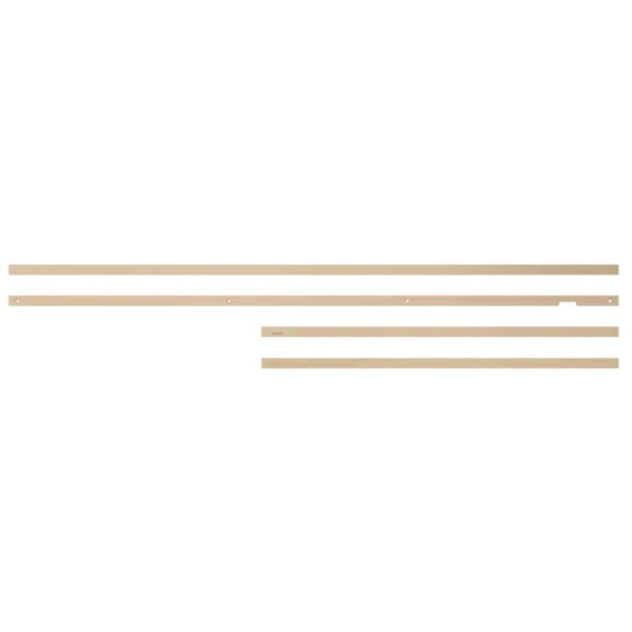 Beige TV bezel frame parts kit with long strips and small mounting pieces