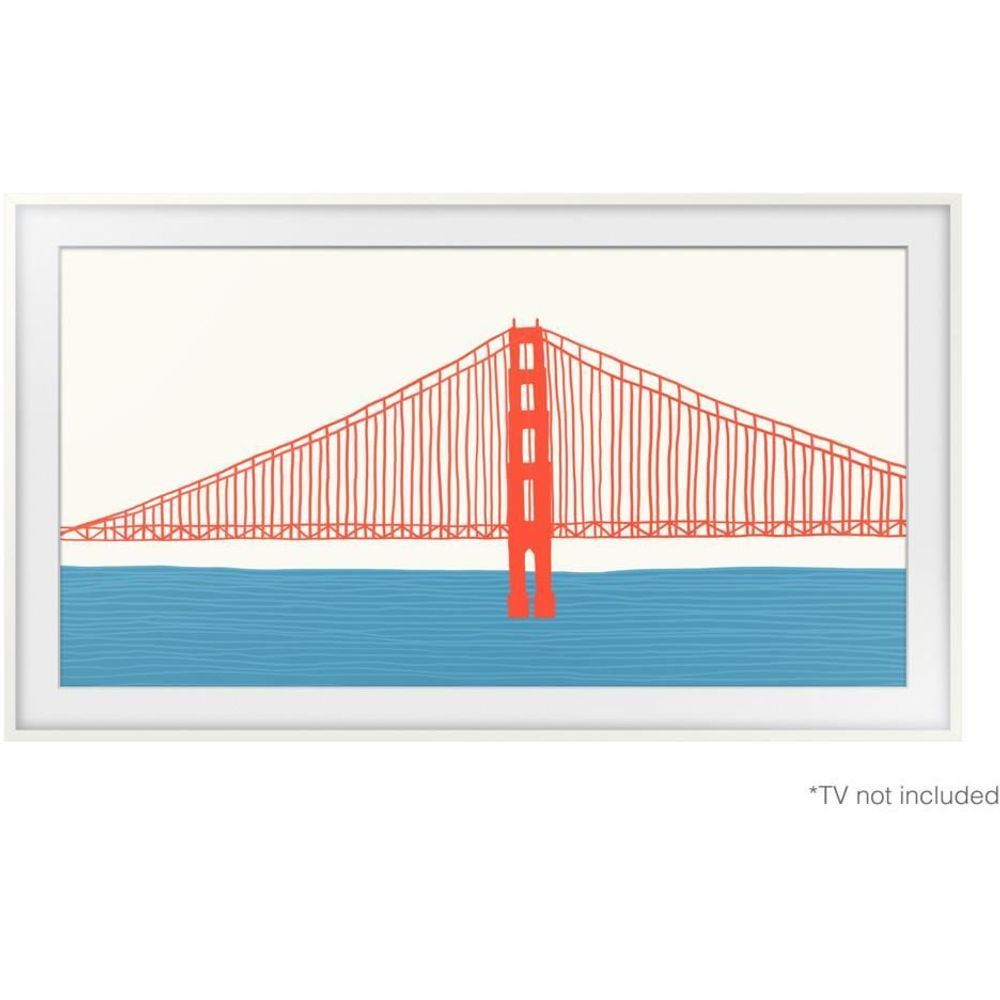 White Samsung The Frame bezel frame for 55" TV with thin border and display panel