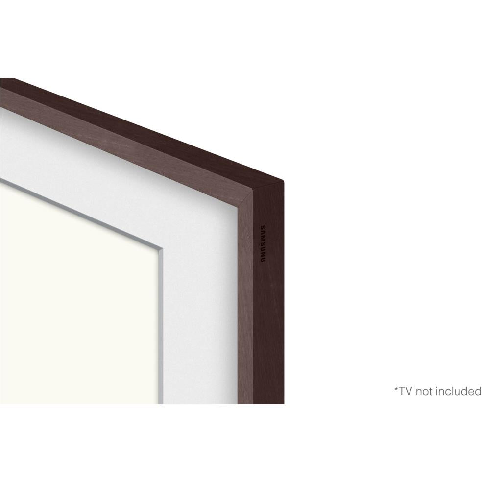 Brown Samsung The Frame TV bezel frame corner with thin inner black border