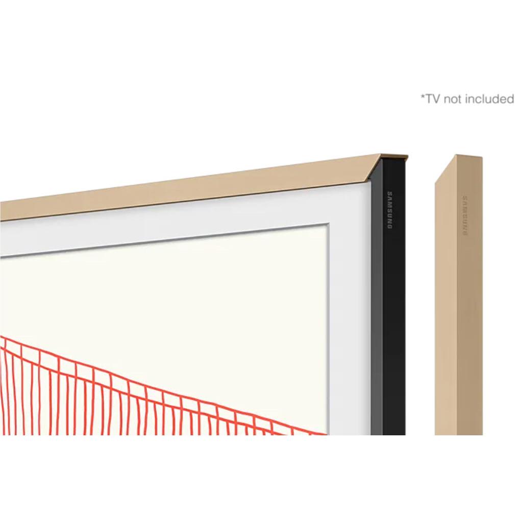Beige The Frame TV bezel frame with black inner surround, side profile