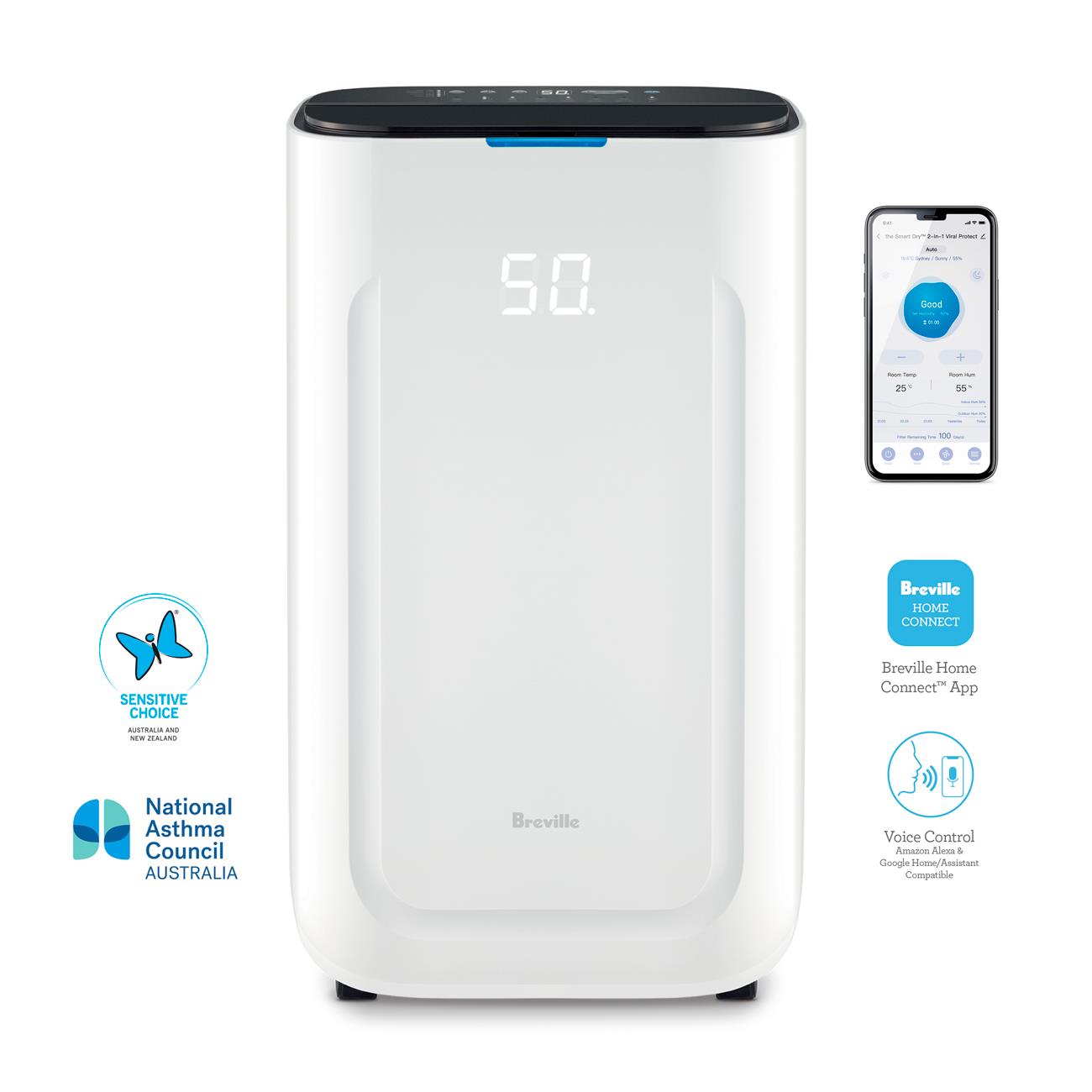 Breville the Smart Dry 2-in-1 Viral Protect Dehumidifier