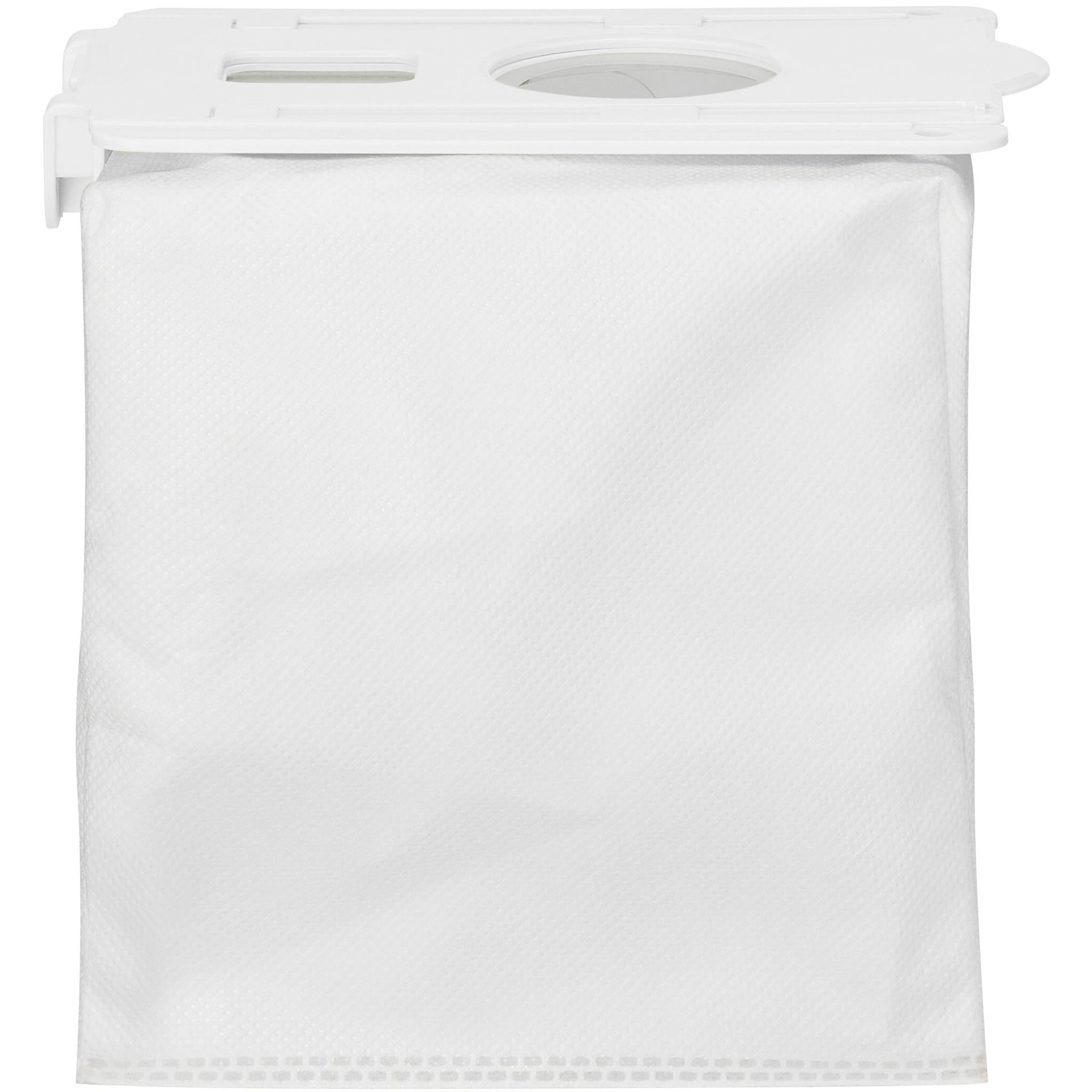 White vacuum dust storage bag, rectangular with top lid opening