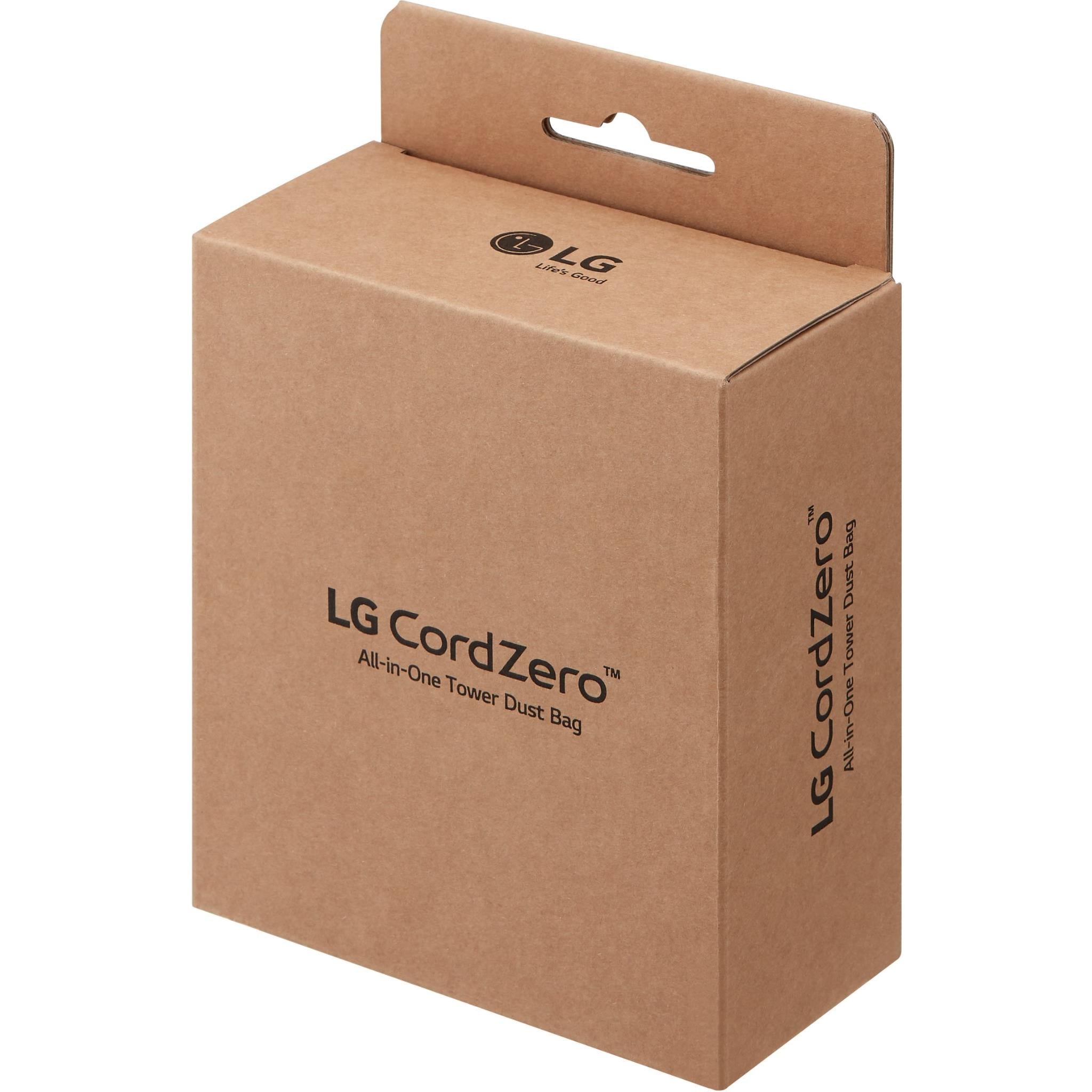 Brown cardboard package box for vacuum dust bags with top handle cutout
