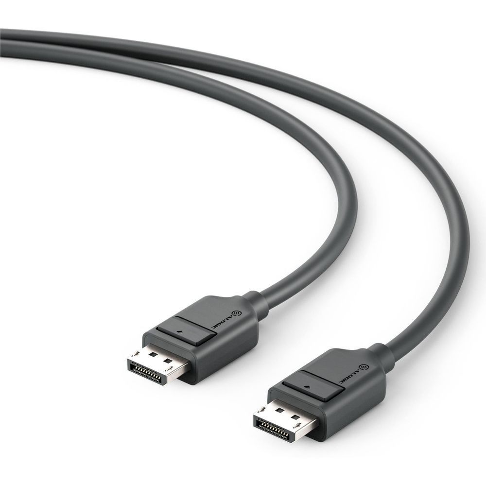2m DisplayPort cable ends, two DP male connectors on black cable
