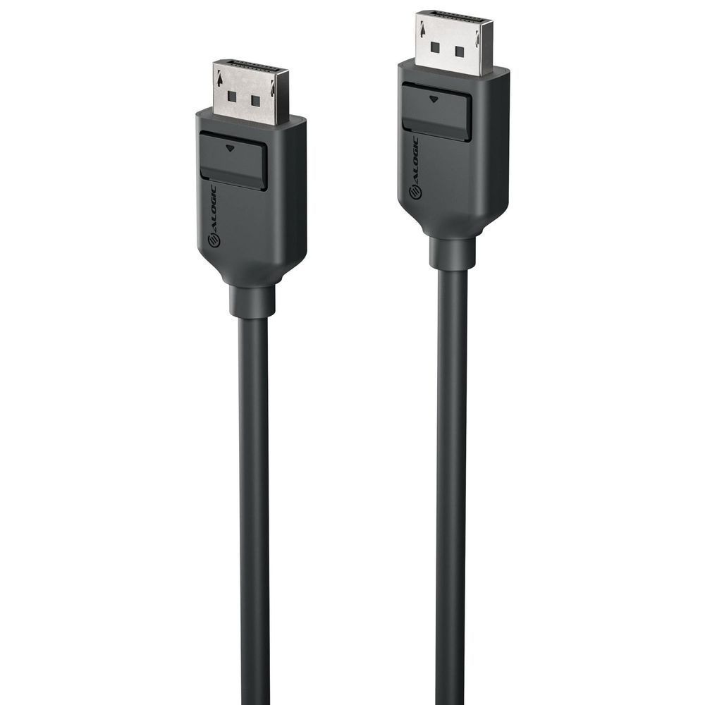 2m DisplayPort cable, black, dual male DP connectors with latch tabs
