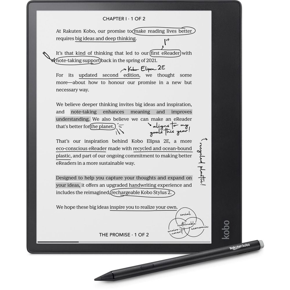 Kobo Elipsa 2E 10.3" eReader & Stylus Bundle