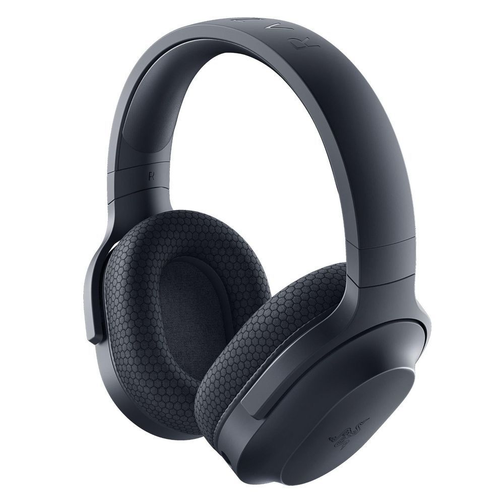 Black over-ear wireless gaming headset with textured padding and headband