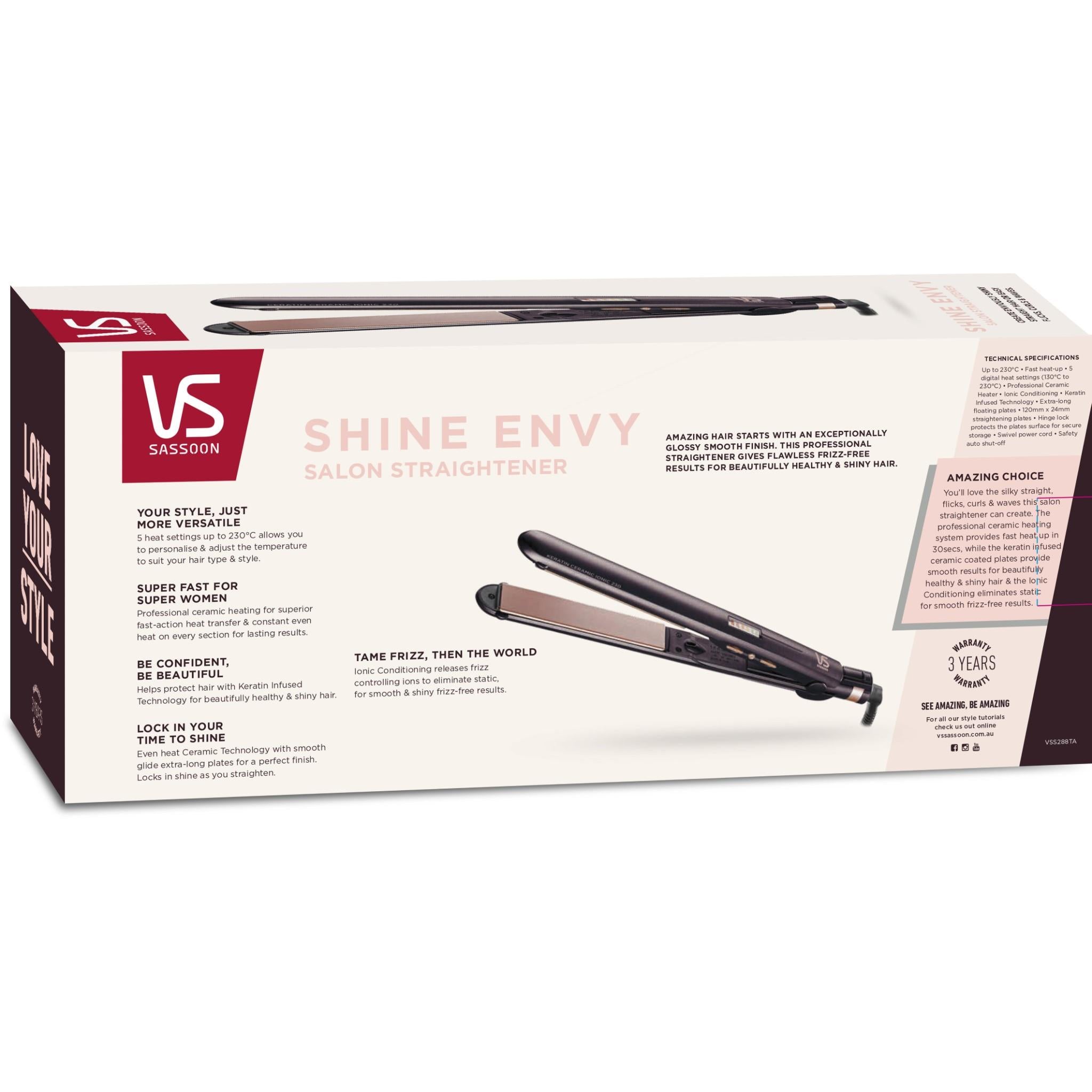 VS Sassoon Shine Envy Salon Hair Straightener