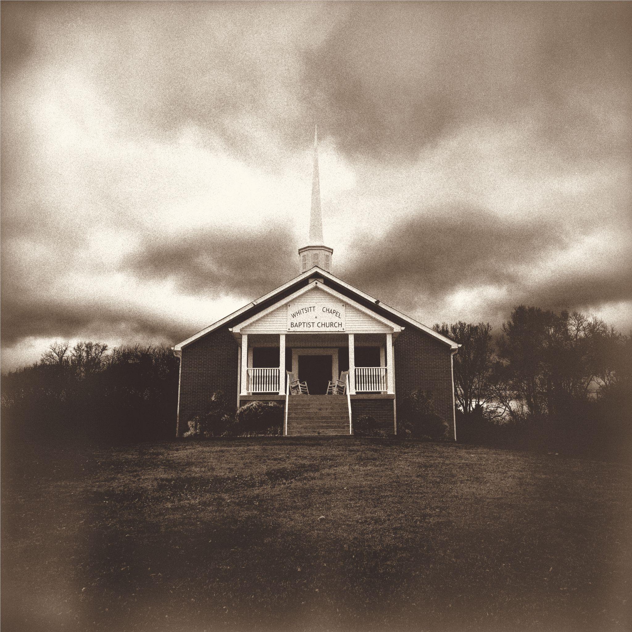 Whitsitt Chapel print of a small church with white steeple and front porch