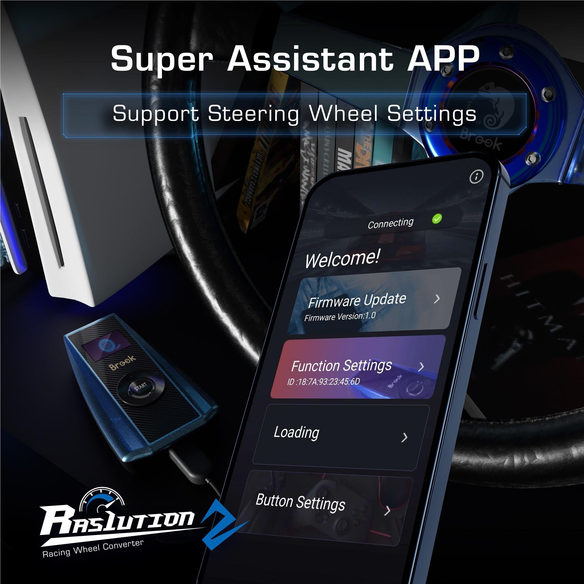 Brook Ras1ution 2 racing wheel converter in blue, image 10 - Electronic Gaming Accessories at Tech Supply Shed NZ