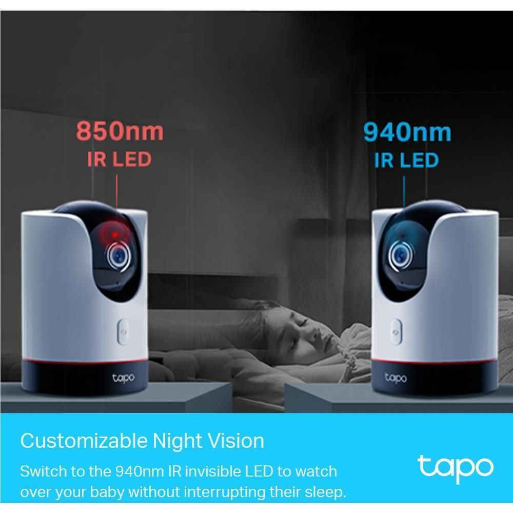 White indoor Wi‑Fi security camera with IR night-vision LED indicators