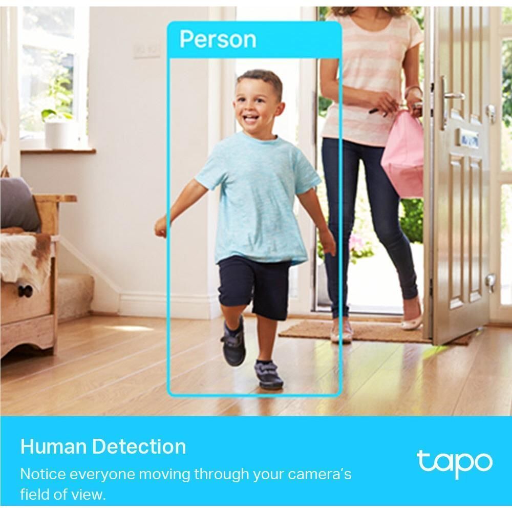 Home security Wi‑Fi camera person detection frame highlighting a standing child