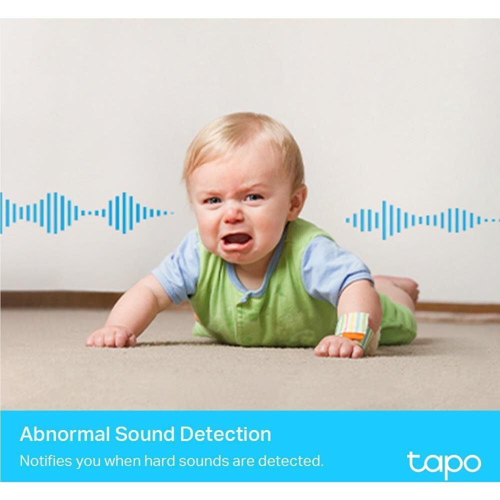 Home security Wi‑Fi camera abnormal sound detection alert with baby on floor