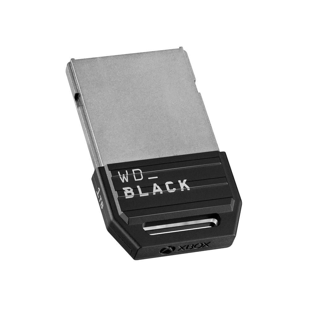 WD_BLACK expansion card angled view with gray metal cover and black fins