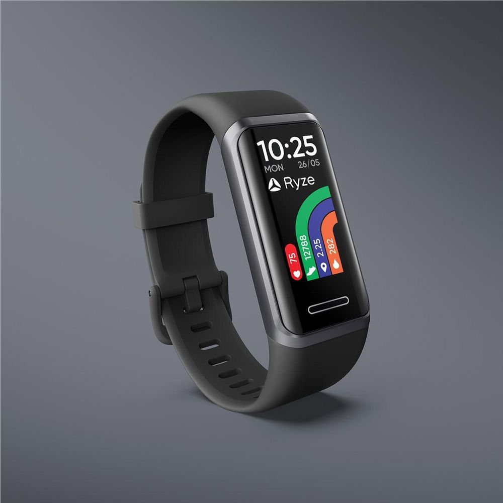 Ryze ELEVATE Fitness & Wellbeing Smart Watch with Alexa (Dark Grey/Black)