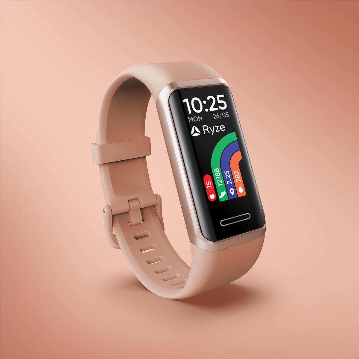 Ryze ELEVATE Fitness & Wellbeing Smart Watch with Alexa (Rose Gold/Pink)