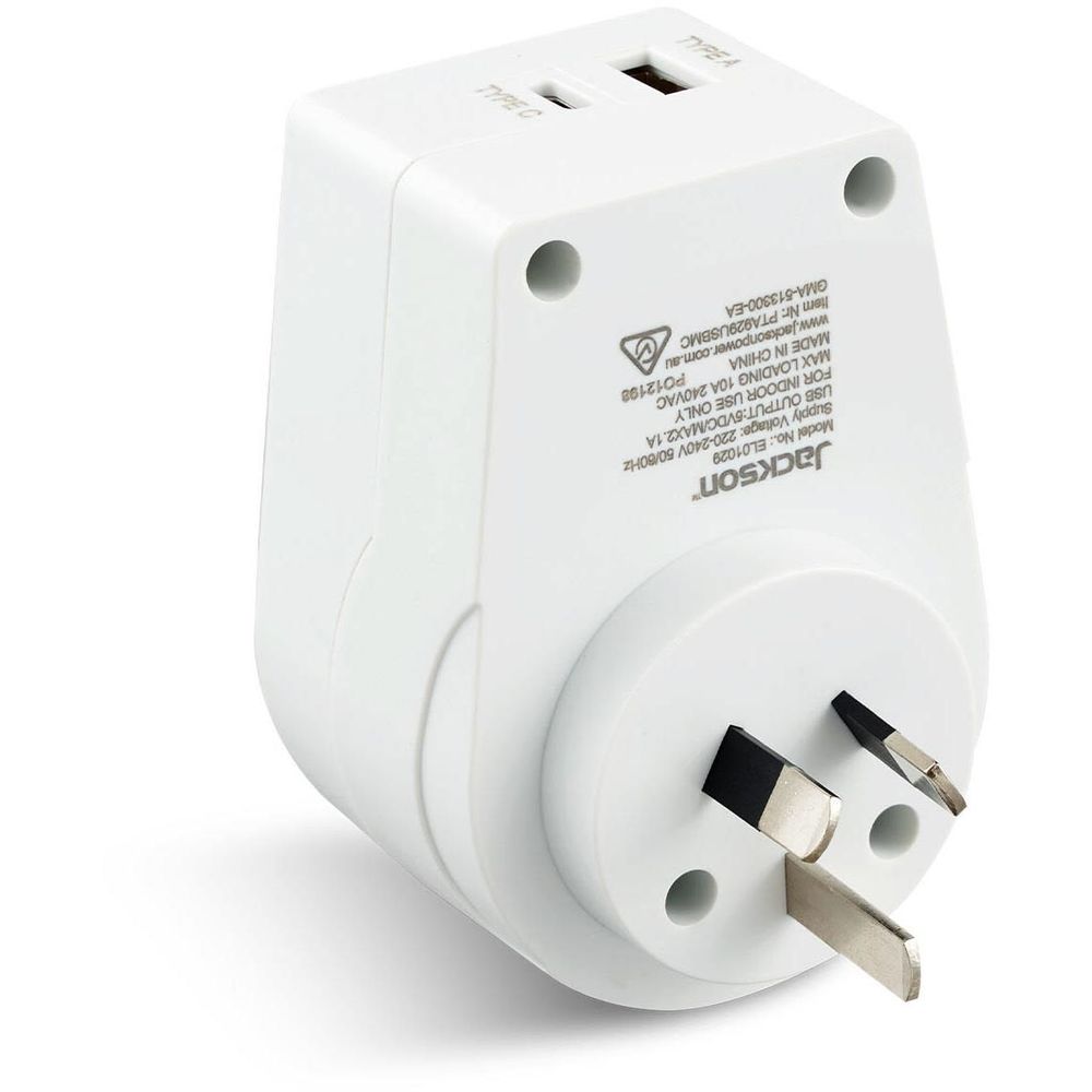Jackson Inbound Travel Adapter with USB-A/C (Europe, USA & Japan Slim)