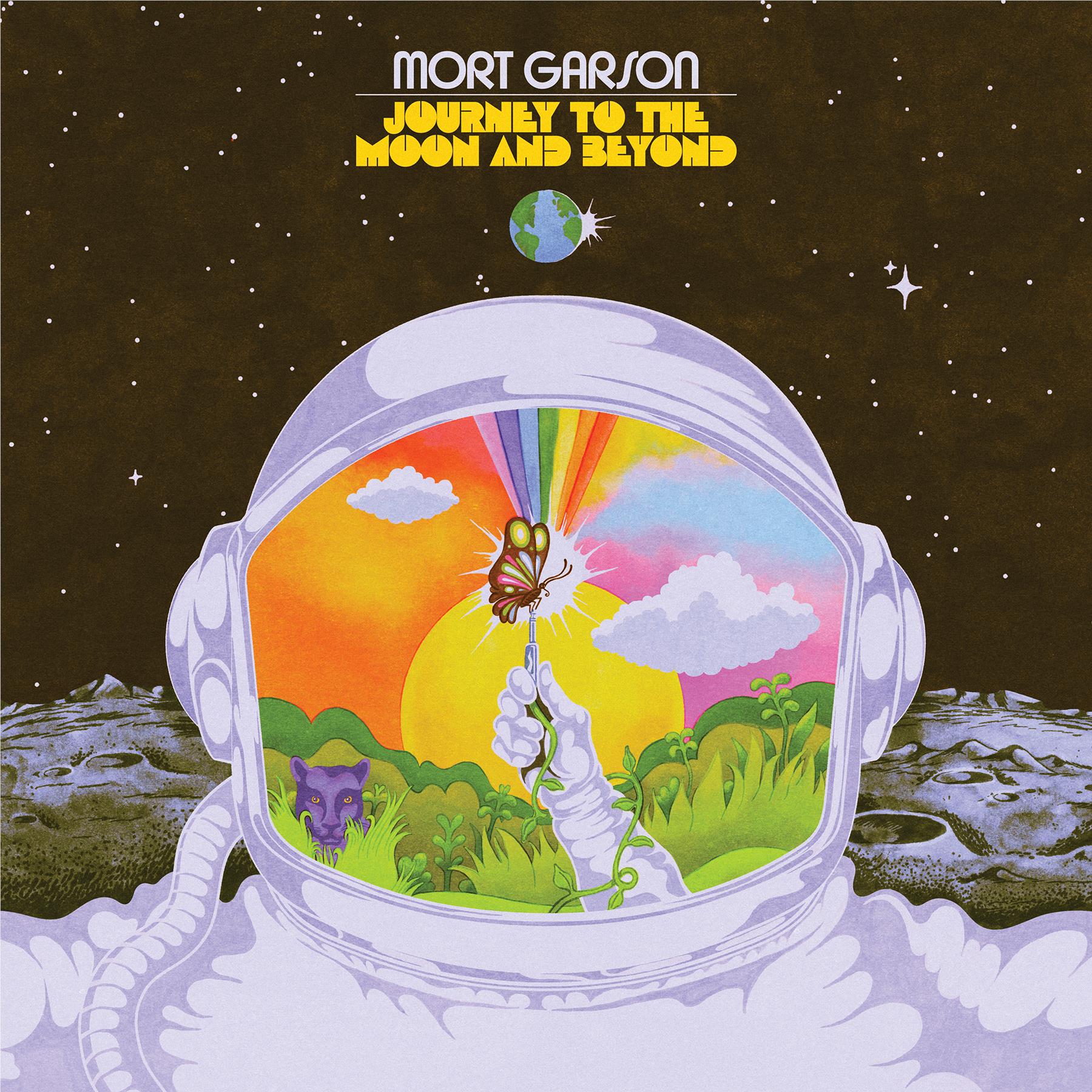 Illustrated book cover featuring a white astronaut helmet with colorful space garden scene