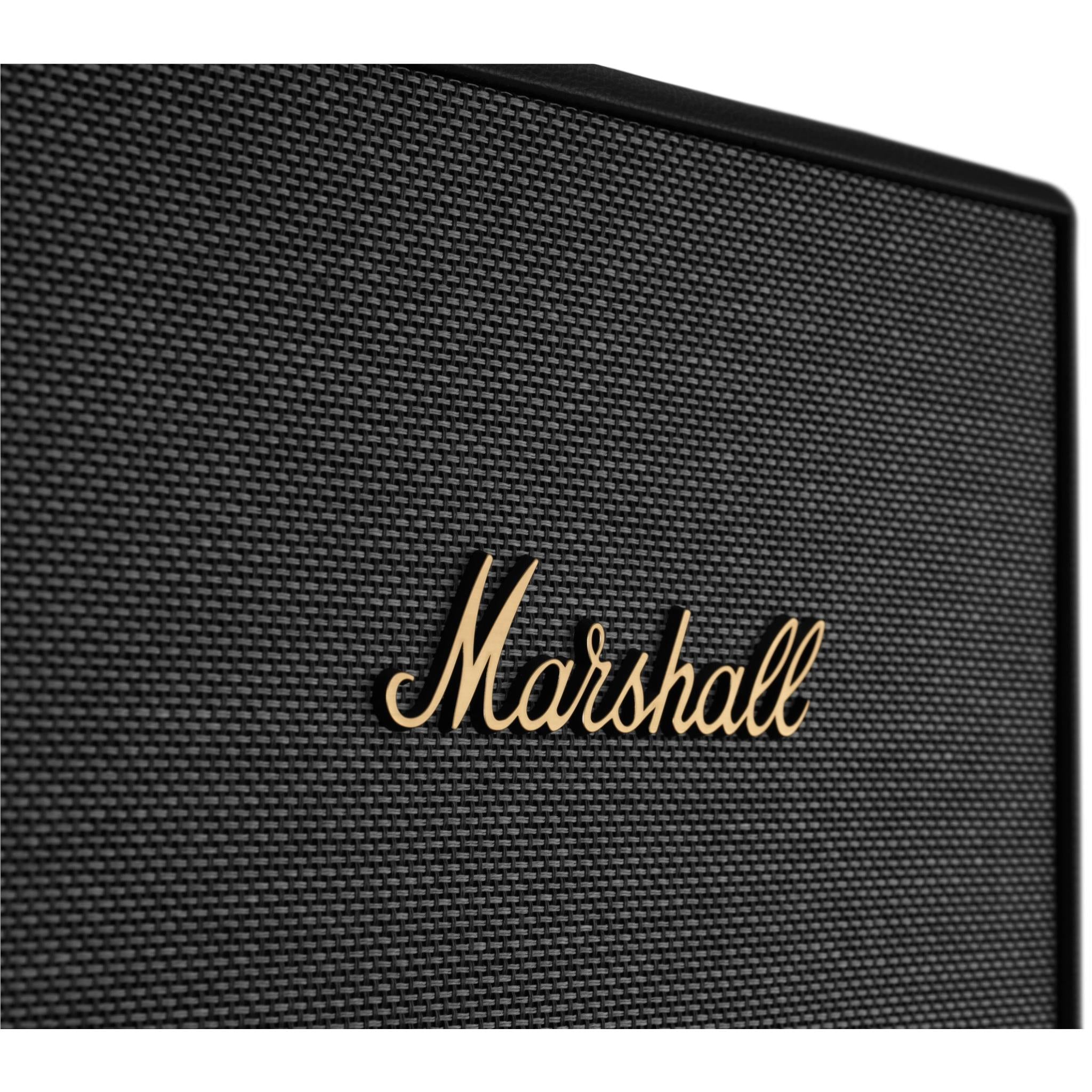 Marshall logo on black fabric speaker grille